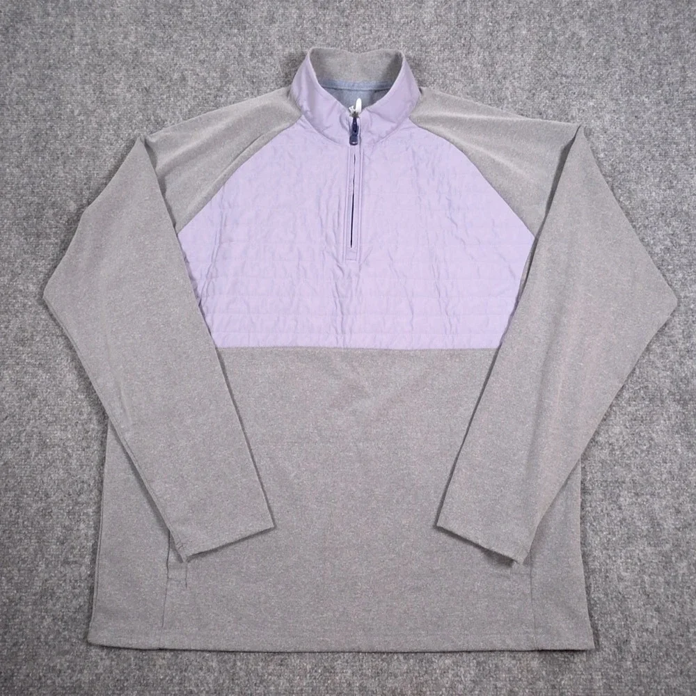 Johnnie O Leon Mixed Media 1/4 Zip Pullover Mens Large Gray Golf